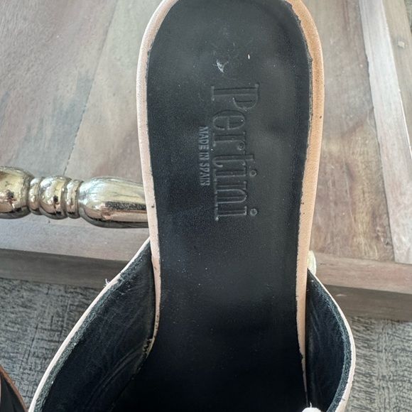 Pertini Spain Mules – Black & Blush with Pearl Accents Size 38 - Picture 2 of 9